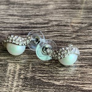 Pearl and crystal stud earrings